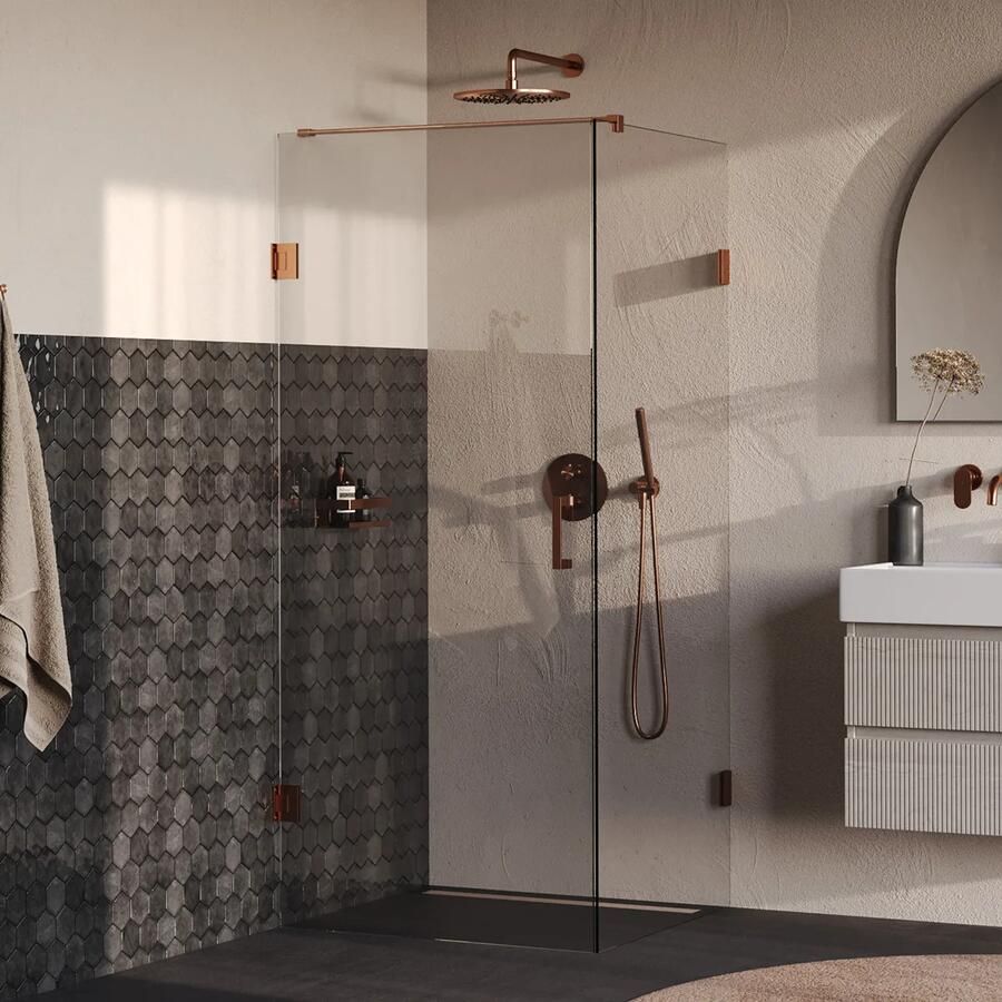 Brauer Void profielloze douchecabine 80x80cm koper geborsteld PVD