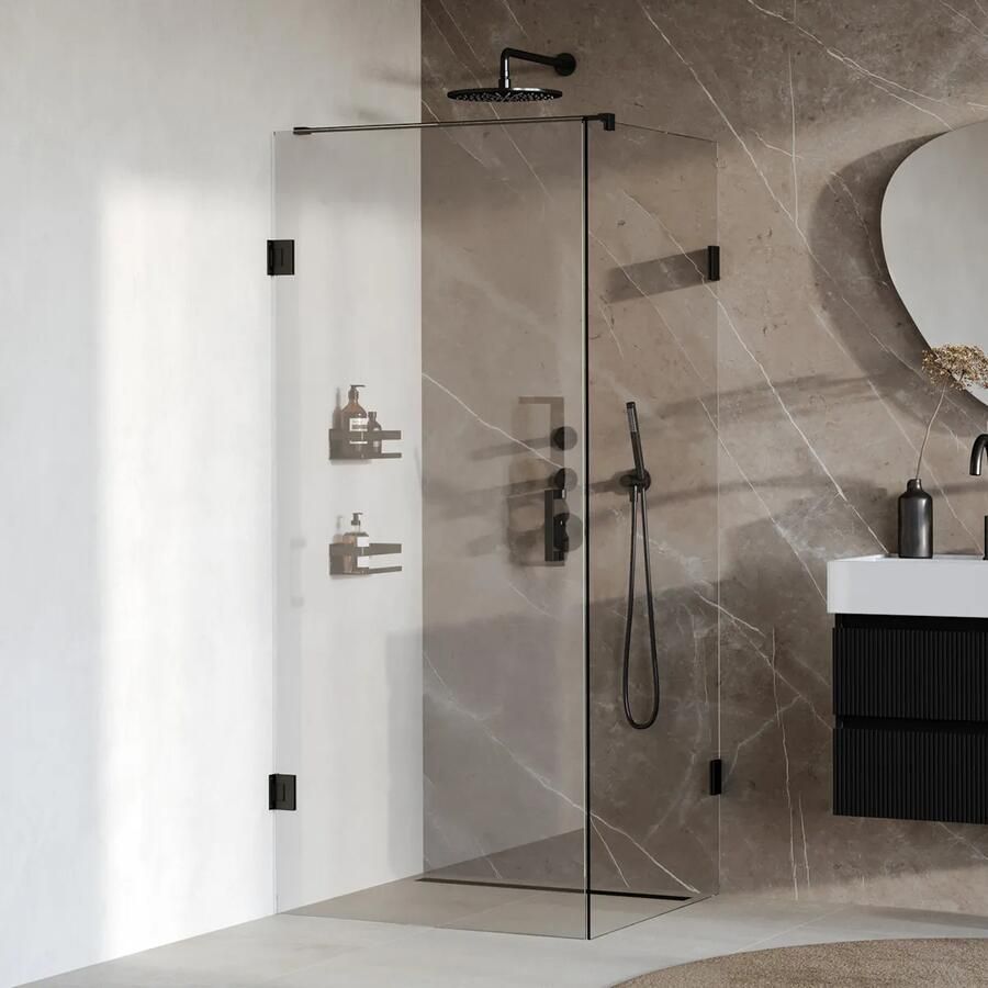 Brauer Void profielloze douchecabine 90x90cm zwart mat