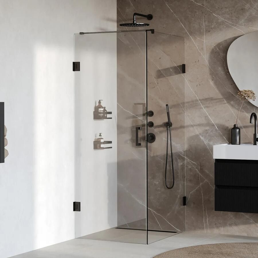 Brauer Void profielloze douchecabine 90x100cm zwart mat