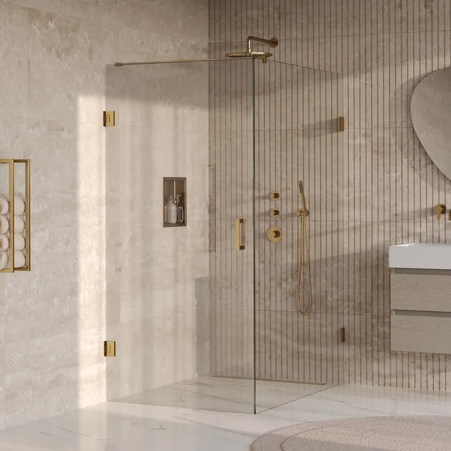 Brauer Void profielloze douchecabine 90x140cm messing geborsteld PVD