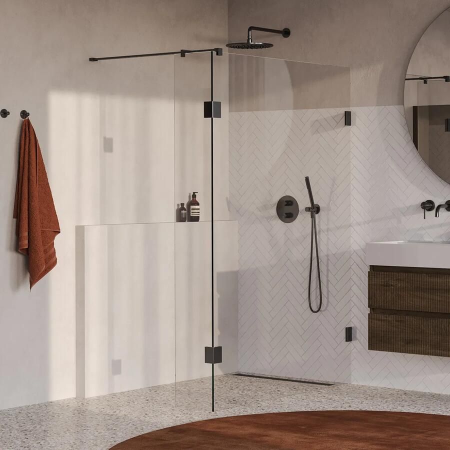 Brauer Void profielloze inloopdouche 130cm met 40cm zijwand gunmetal geborsteld PVD