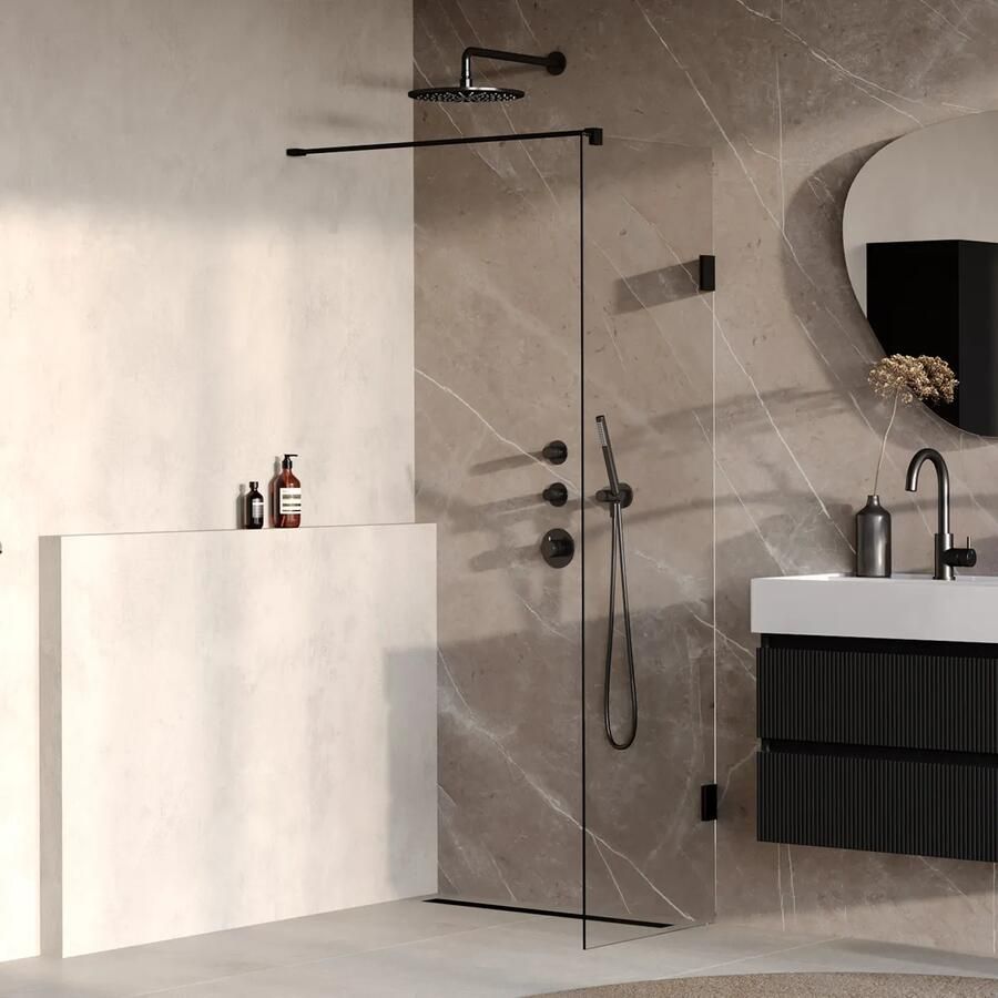 Brauer Void profielloze inloopdouche 50cm zwart mat