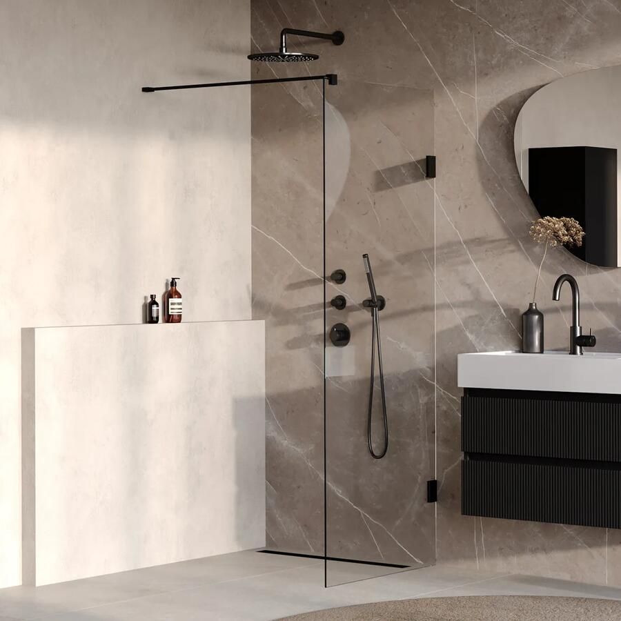 Brauer Void profielloze inloopdouche 70cm zwart mat