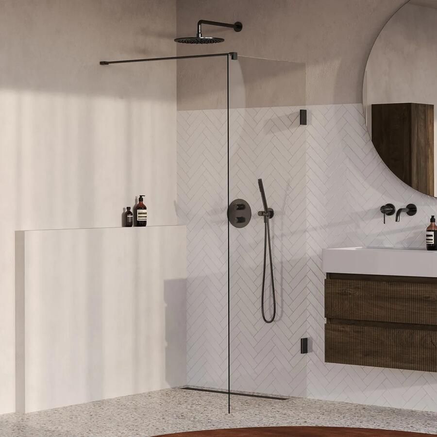 Brauer Void profielloze inloopdouche 70cm gunmetal geborsteld PVD