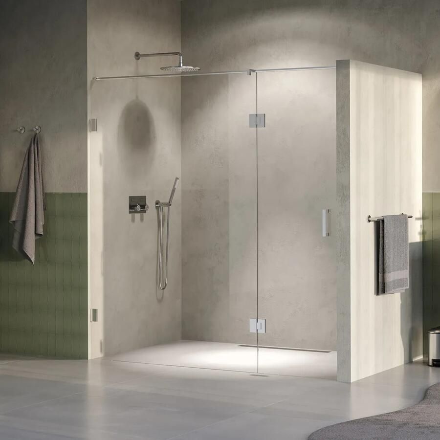 Brauer Void profielloze nisdeur 190cm met draaideur 70cm aan glas RVS geborsteld PVD