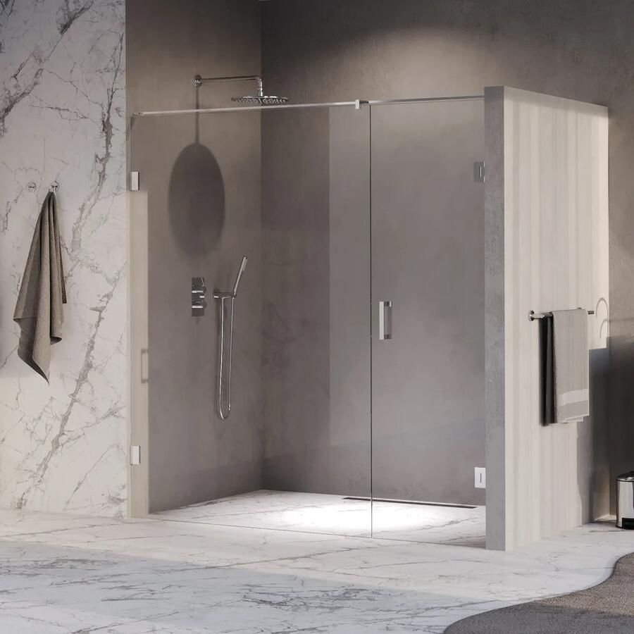 Brauer Void profielloze nisdeur 200cm met draaideur 70cm aan muur chroom