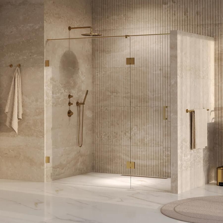 Brauer Void profielloze nisdeur 200cm met draaideur 70cm aan glas messing geborsteld PVD