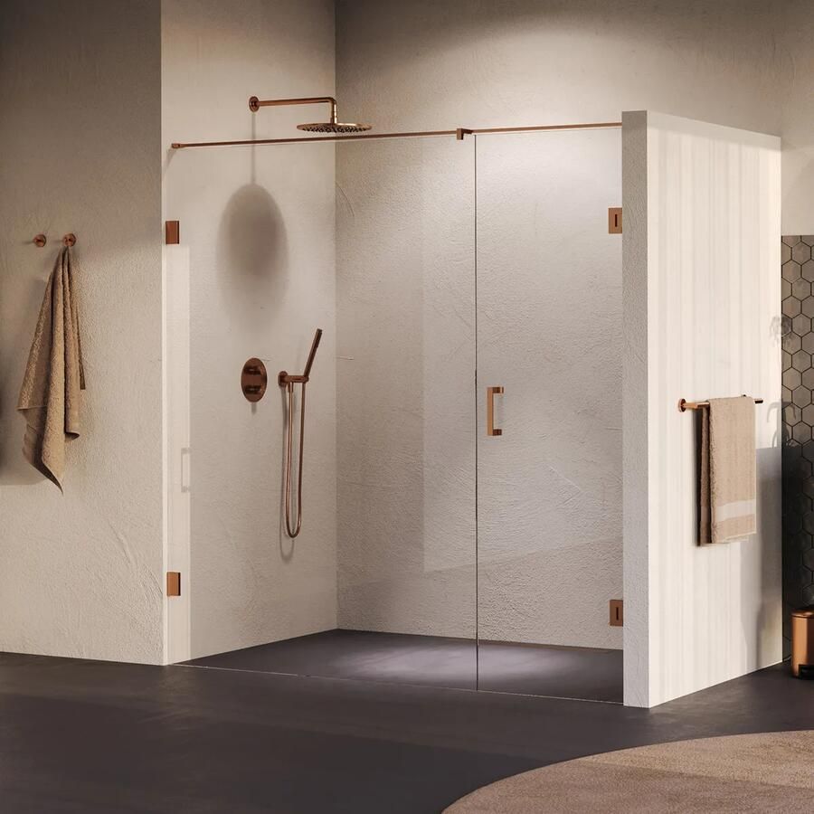 Brauer Void profielloze nisdeur 200cm met draaideur 70cm aan muur koper geborsteld PVD