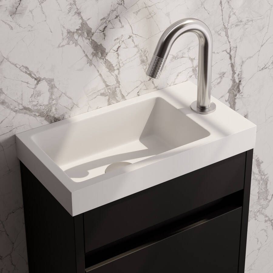 Brauer Brushed Carving opbouw fonteinkraan met gebogen uitloop RVS geborsteld PVD