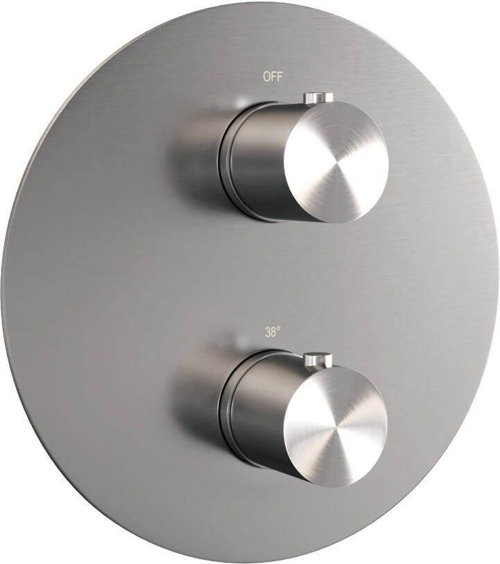 Brauer Brushed Edition 3-weg inbouwthermostaat rond RVS geborsteld PVD