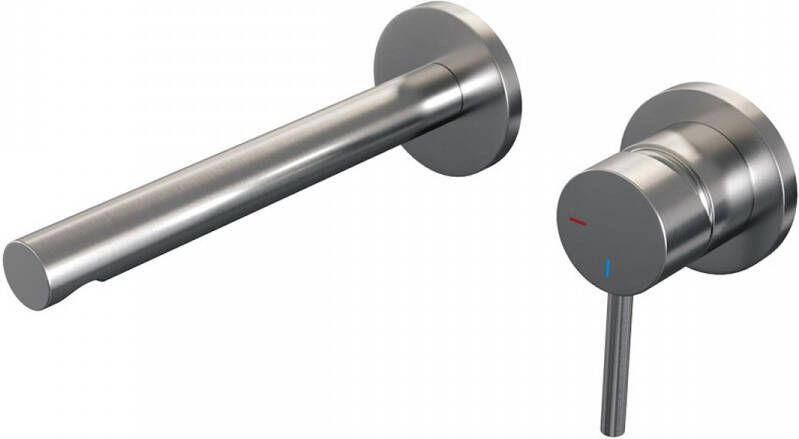 Brauer Brushed Edition Wastafelmengkraan inbouw rechte uitloop links hendel lang smal model A 1 PVD geborsteld RVS 5-NG-004-S2-65