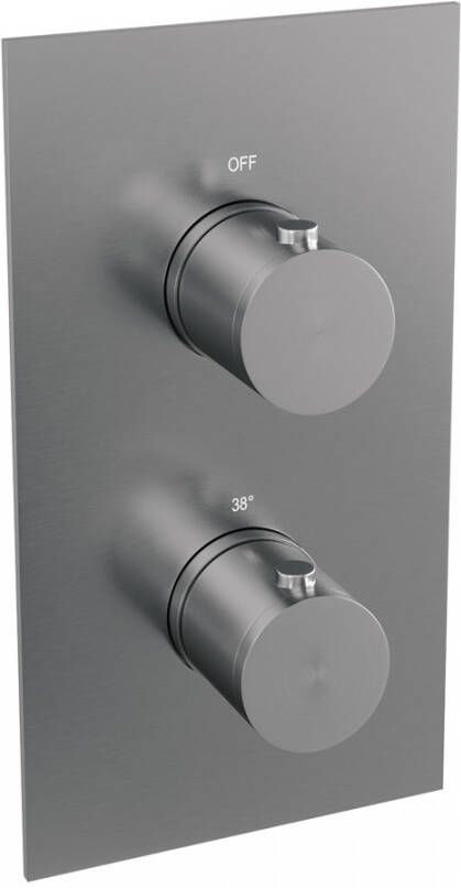 Brauer Douchekraan Brushed Edition Inbouw Thermostatisch Rechthoek Geborsteld Nikkel PVD 2 Greeps 3-weg