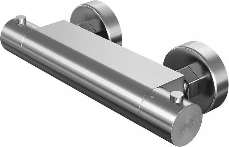 Brauer Douchekraan Brushed Edition 15cm Hartafstand Thermostatisch Opbouw Rond Geborsteld Nikkel PVD 2 Greeps - Foto 2