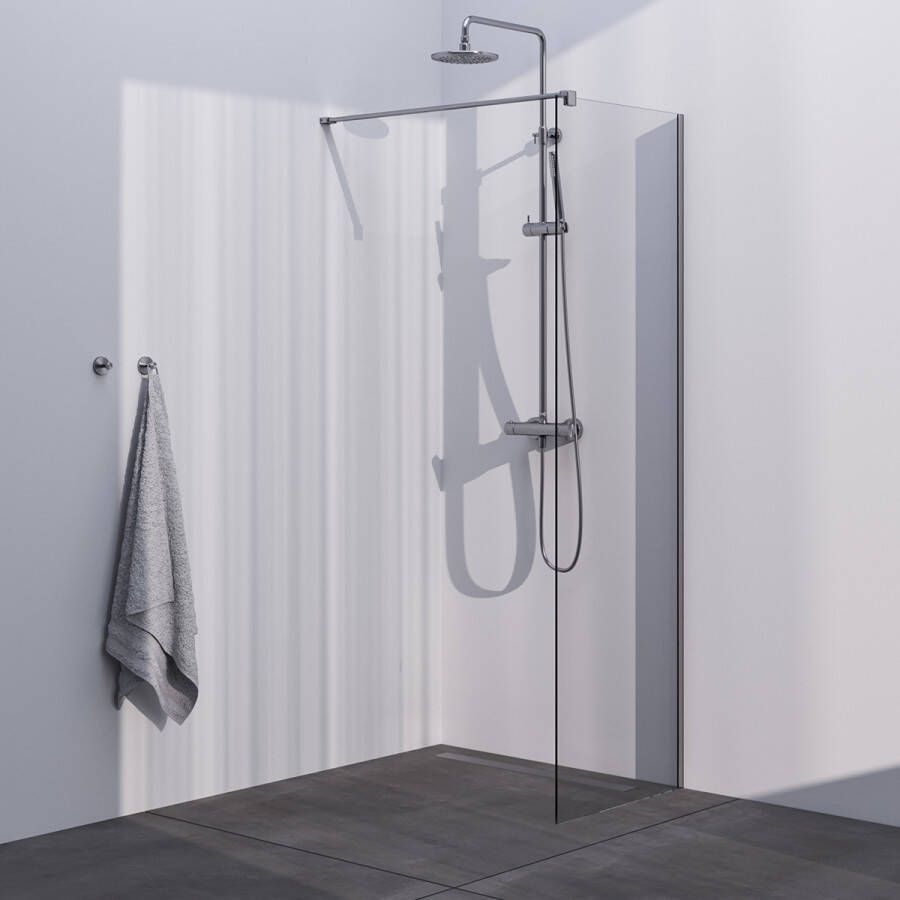 Brauer Brushed Season inloopdouche helder glas 60x200 met muurprofiel RVS-kleurig geborsteld