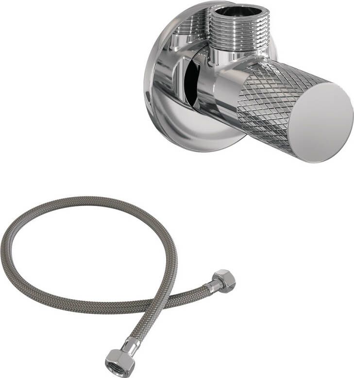 Brauer Chrome Carving hoekstopkraan compleet met slang chroom