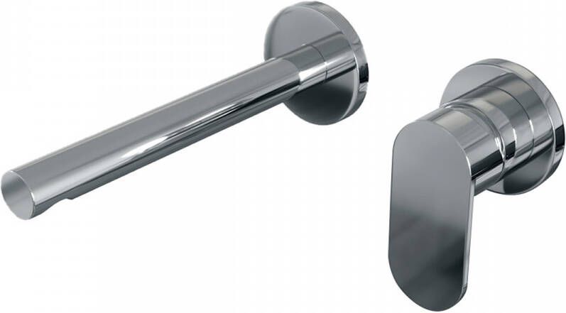 Brauer Chrome Edition Wastafelmengkraan inbouw rechte uitloop links brede platte gladde hendel model C 1 chroom 5-CE-004-S3-65