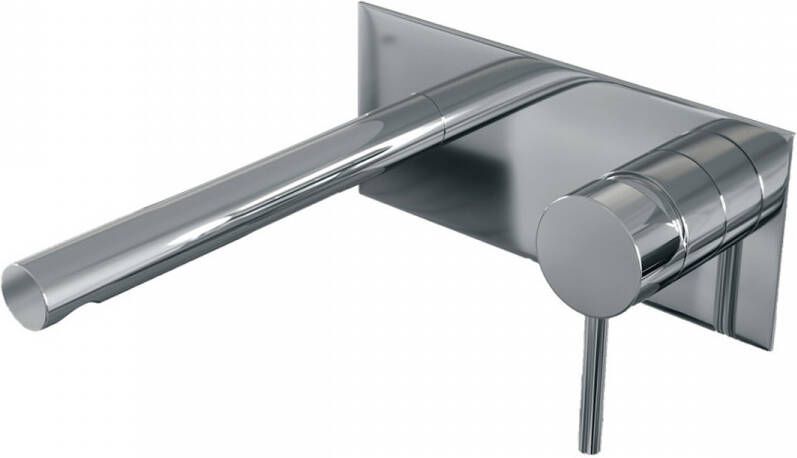 Brauer Chrome Edition Wastafelmengkraan inbouw rechte uitloop links hendel lang smal afdekplaat model A 1 chroom 5-CE-004-S2
