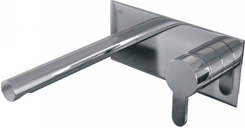 Brauer Chrome Edition Wastafelmengkraan inbouw rechte uitloop links hendel plat smal afdekplaat model D 1 chroom 5-CE-004-S4