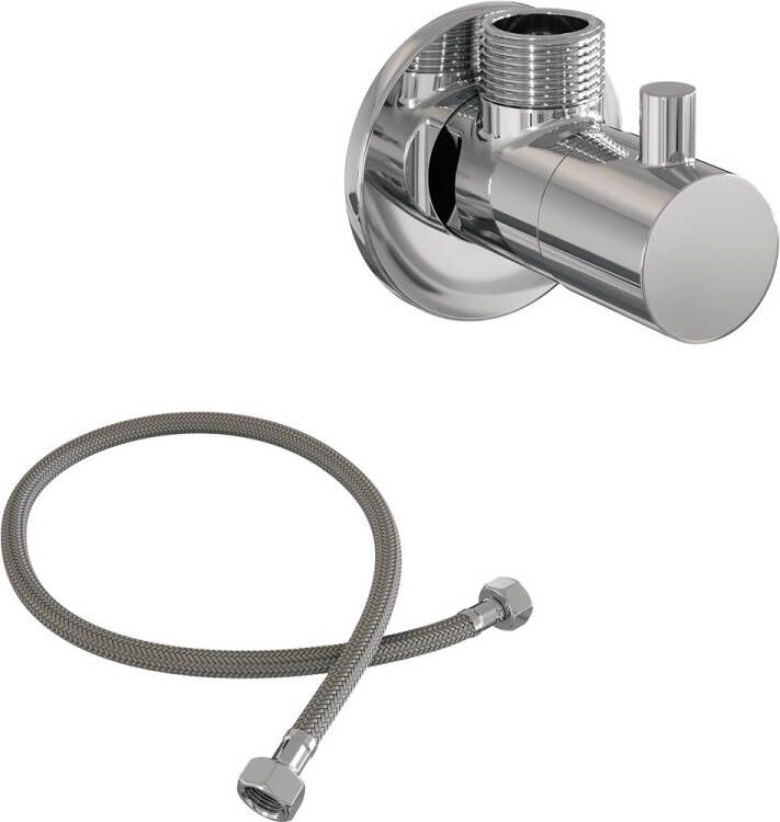 Brauer Chrome Edition hoekstopkraan compleet met slang chroom