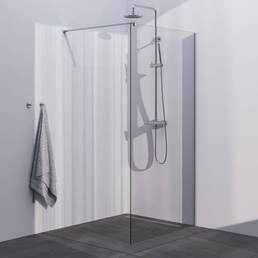 Brauer Chrome Season inloopdouche helder glas 100x200 met muurprofiel chroom