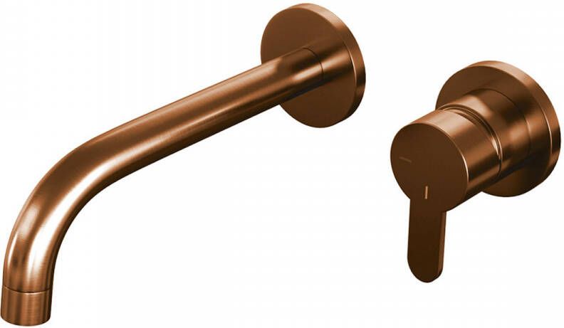 Brauer Inbouw Wastafelmengkraan Copper Edition Coldstart Gebogen Uitloop Korte Platte Hendel Rechts Geborsteld Koper PVD Met Rozetten - Foto 2