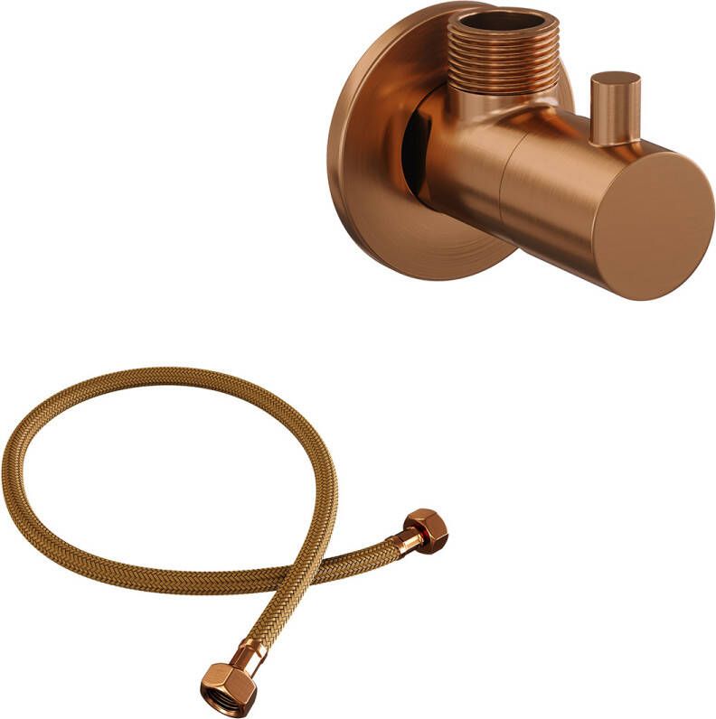 Brauer Copper Edition hoekstopkraan compleet met slang koper geborsteld PVD