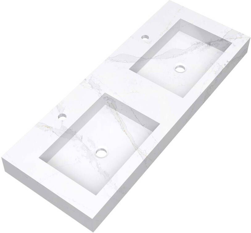 Brauer Coral dubbele wastafel marmerlook 120cm met 2 kraangaten calacatta gold