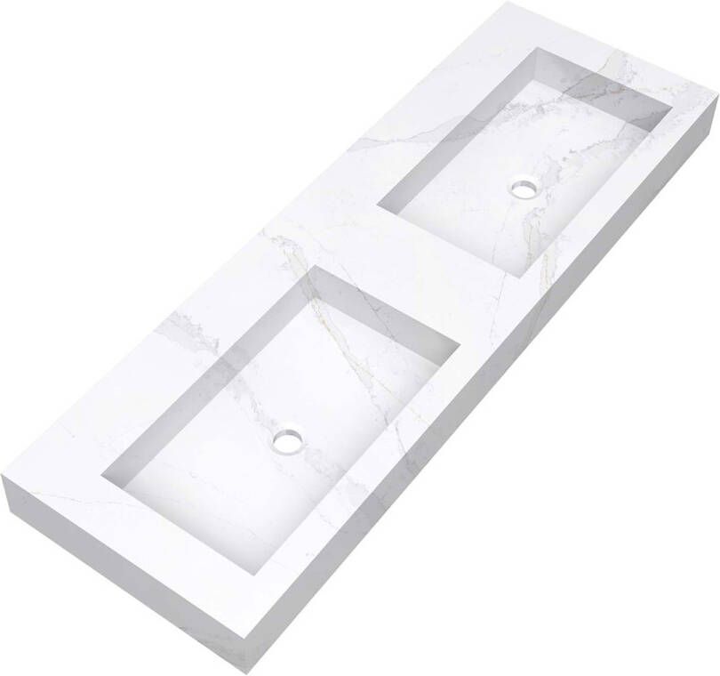 Brauer Coral dubbele wastafel marmerlook 140cm zonder kraangat calacatta gold