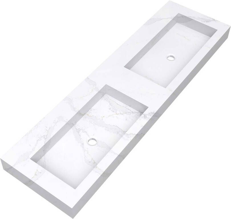 Brauer Coral dubbele wastafel marmerlook 160cm zonder kraangat calacatta gold