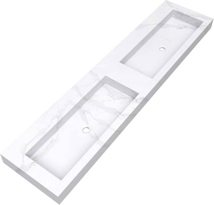 Brauer Coral dubbele wastafel marmerlook 200cm zonder kraangat calacatta gold