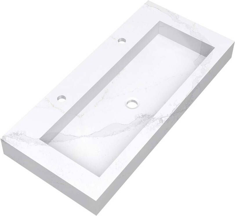 Brauer Coral wastafel marmerlook 100cm met 2 kraangaten calacatta gold