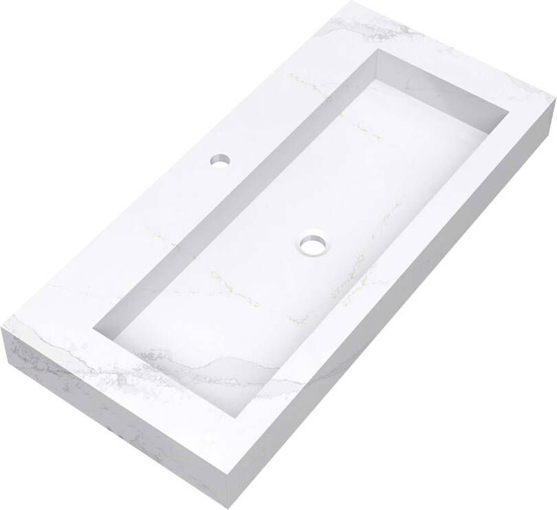 Brauer Coral wastafel marmerlook 100cm met kraangat calacatta gold