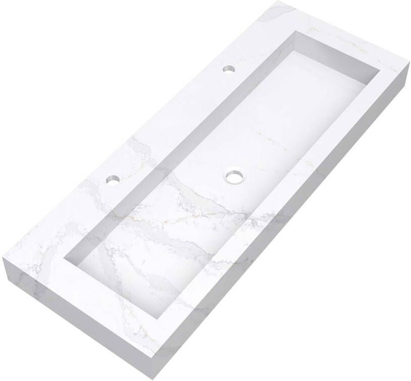 Brauer Coral wastafel marmerlook 120cm met 2 kraangaten calacatta gold