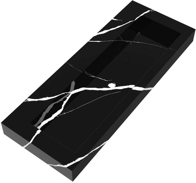 Brauer Coral wastafel marmerlook 120cm zonder kraangat nero marquina