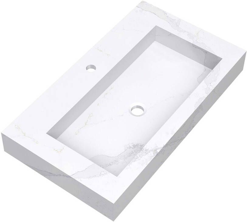 Brauer Coral wastafel marmerlook 80cm met kraangat calacatta gold