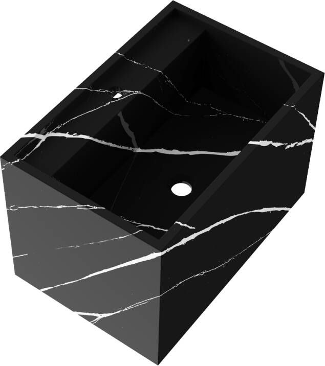 Brauer Cube wastafel 60cm zwart met 1 kraangat