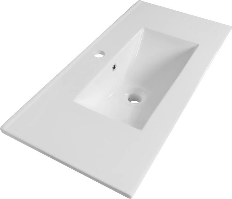 Brauer Frost wastafel ondiep keramiek 80cm met kraangat wit glans