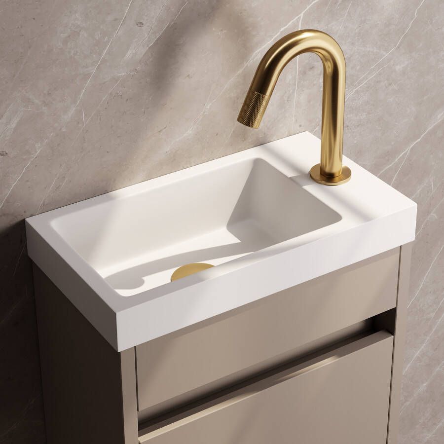 Brauer Gold Carving opbouw fonteinkraan met gebogen uitloop goud geborsteld PVD