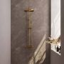 Brauer Regendoucheset Opbouw Gold Carving 30 cm Thermostatisch met Staaf Handdouche Geborsteld Goud - Thumbnail 1