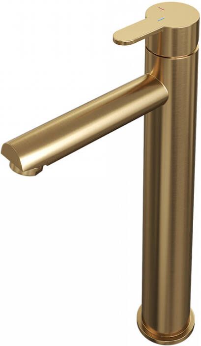 Brauer Wastafelkraan Gold Edition HD4 Opbouw Hoog Mengkraan Rond Coldstart Geborsteld Goud PVD 1 Greeps