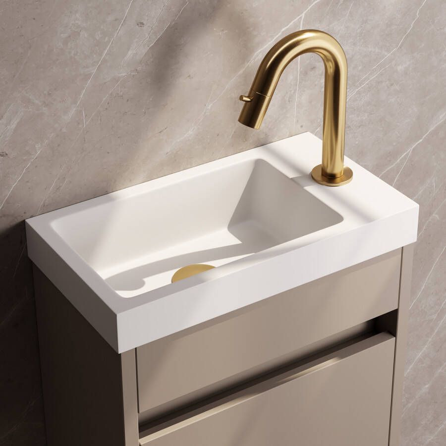 Brauer Gold Edition opbouw fonteinkraan met gebogen uitloop goud geborsteld PVD