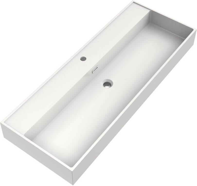 Brauer Gravity enkele wastafel mineraalmarmer 120cm met 1 kraangat wit glans