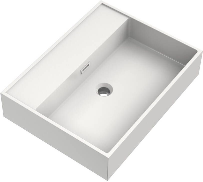 Brauer Gravity enkele wastafel mineraalmarmer 60cm zonder kraangat wit glans