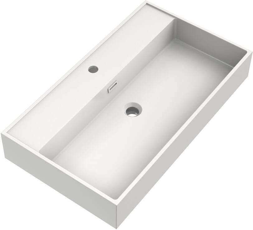 Brauer Gravity enkele wastafel mineraalmarmer 80cm met kraangat wit glans