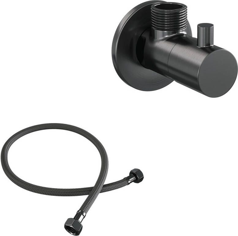 Brauer Gunmetal Edition hoekstopkraan compleet met slang gunmetal geborsteld PVD