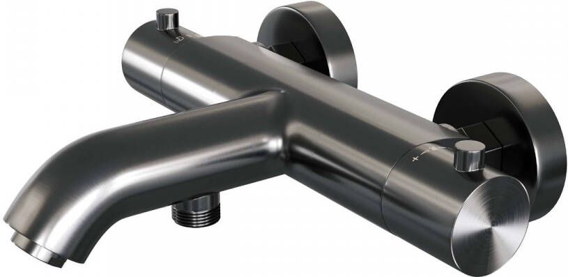 Brauer Badkraan Gunmetal Edition Thermostatisch Opbouw Rond Geborsteld Gunmetal PVD 2 Greeps