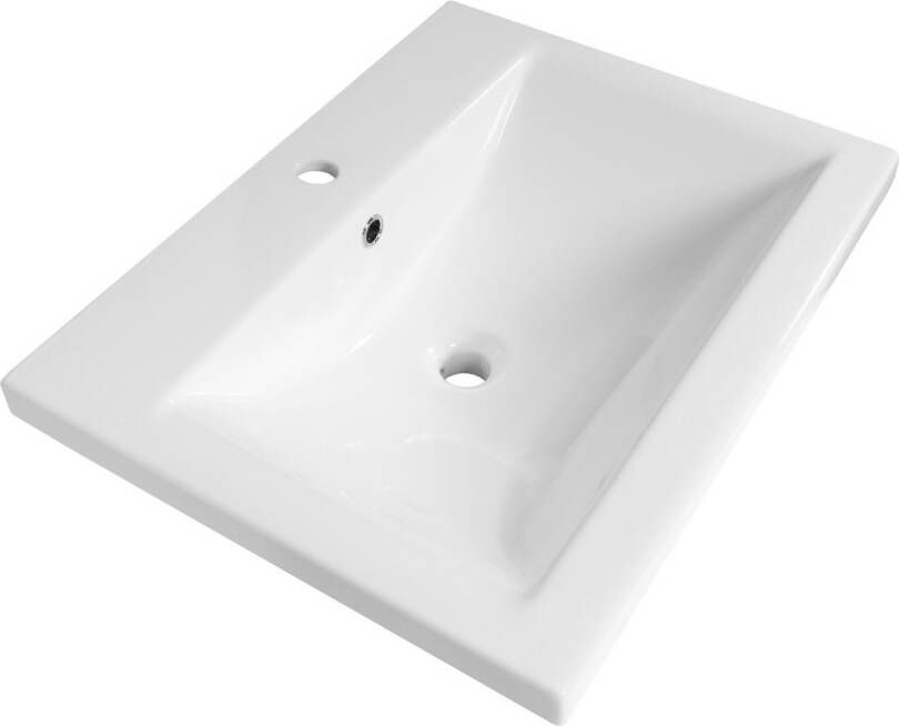 Brauer Halo wastafel keramiek 60cm met kraangat wit glans