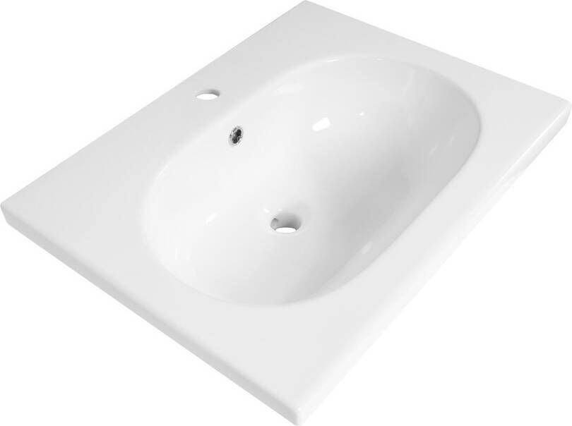 Brauer Moon wastafel keramiek 60cm met kraangat wit glans