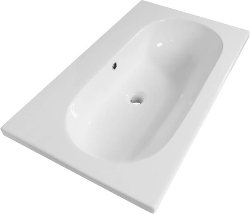 Brauer Moon wastafel keramiek 80cm zonder kraangat wit glans