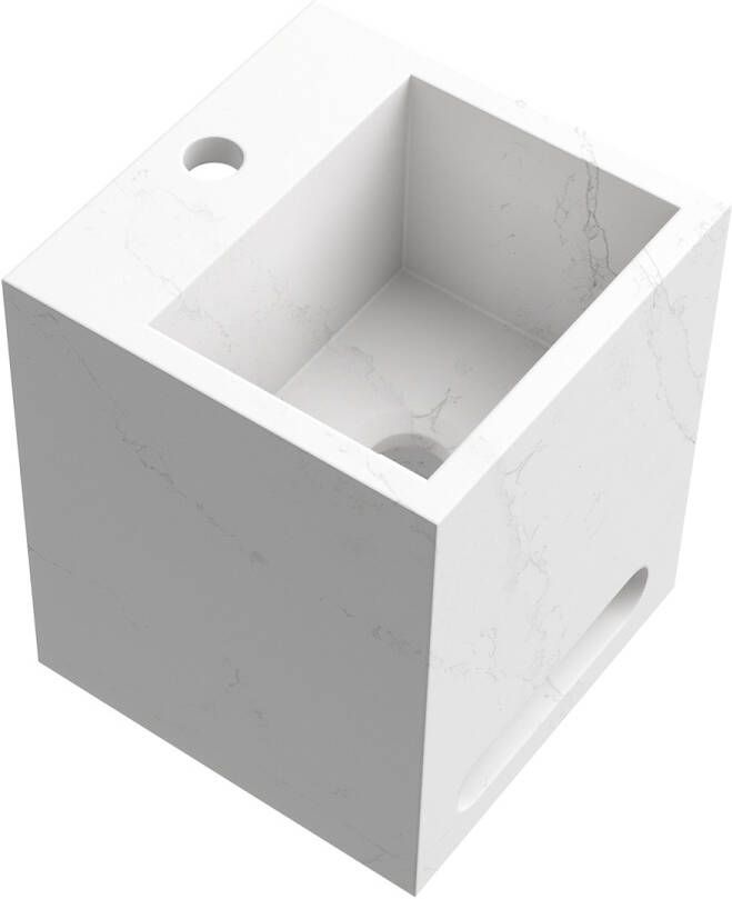 Brauer Nova vrijhangende fontein marmerlook 25cm met kraangat calacatta gold